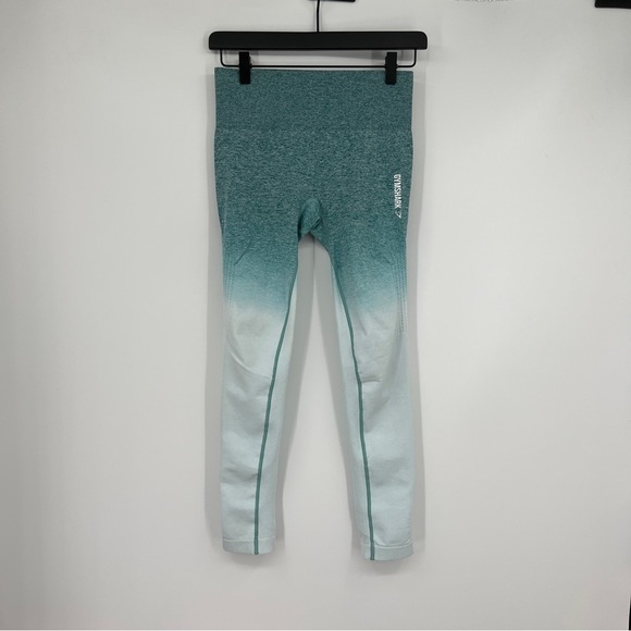Gymshark Pants - Gymshark Ombré Teal White Stretch Ankle Seamless Pull-on Athletic Leggings